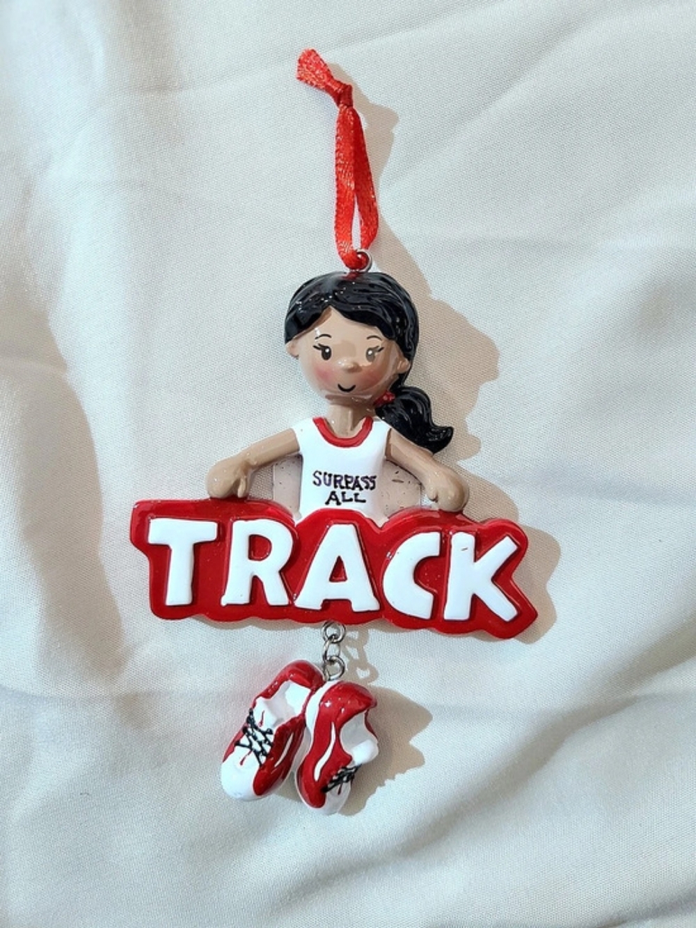 **NWOT** PolarX Track Girl Ornament in Red & White